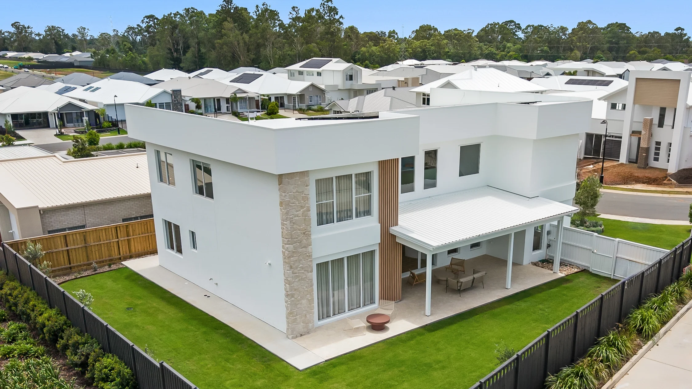 Aerial view of an Arcadia home in a new estate
